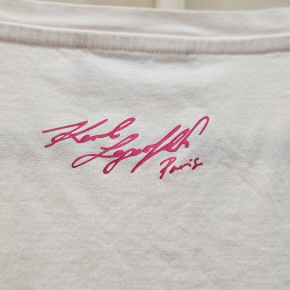 Karl Lagerfeld "C'est La Vie" Paris Rhinestone Graphic White Shirt Size (M) - Picture 9 of 14